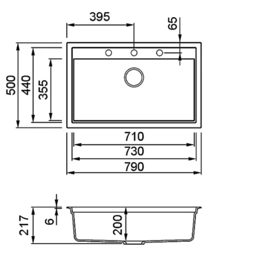 Granitinė plautuvė Elleci SINTESI 130 790x500x217, ruda K87 1 Granitinė plautuvė Elleci SINTESI 130 790x500x217, ruda K87 1