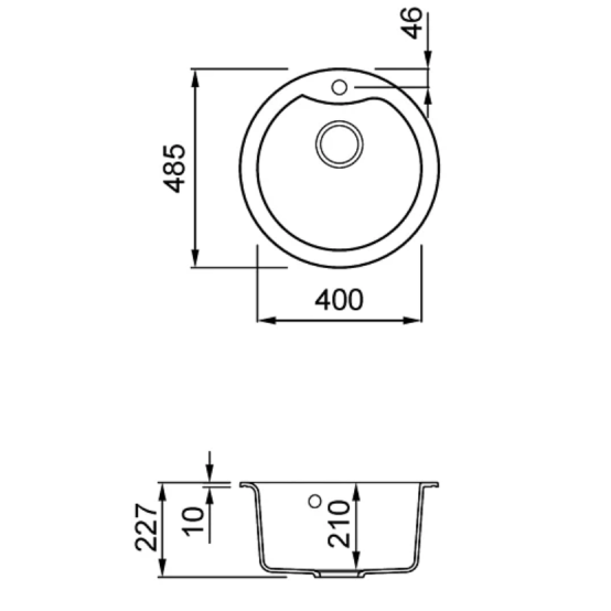 Granitinė plautuvė Elleci EGO ROUND Ø485mm, espresso G78 1 Granitinė plautuvė Elleci EGO ROUND Ø485mm, espresso G78 1