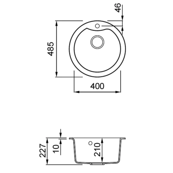 Granitinė plautuvė Elleci EGO ROUND Ø485mm, šviesiai pilka M79 1