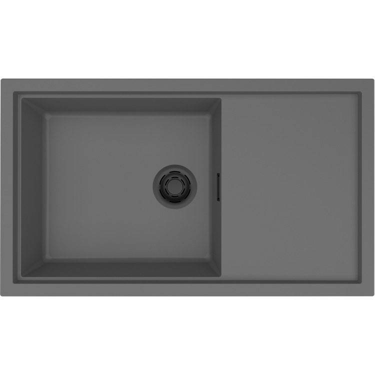 Granitinė plautuvė Elleci SINTESI 410 860x500x217, pilka K99, juodas ventilis Granitinė plautuvė Elleci SINTESI 410 860x500x217, pilka K99, juodas ventilis