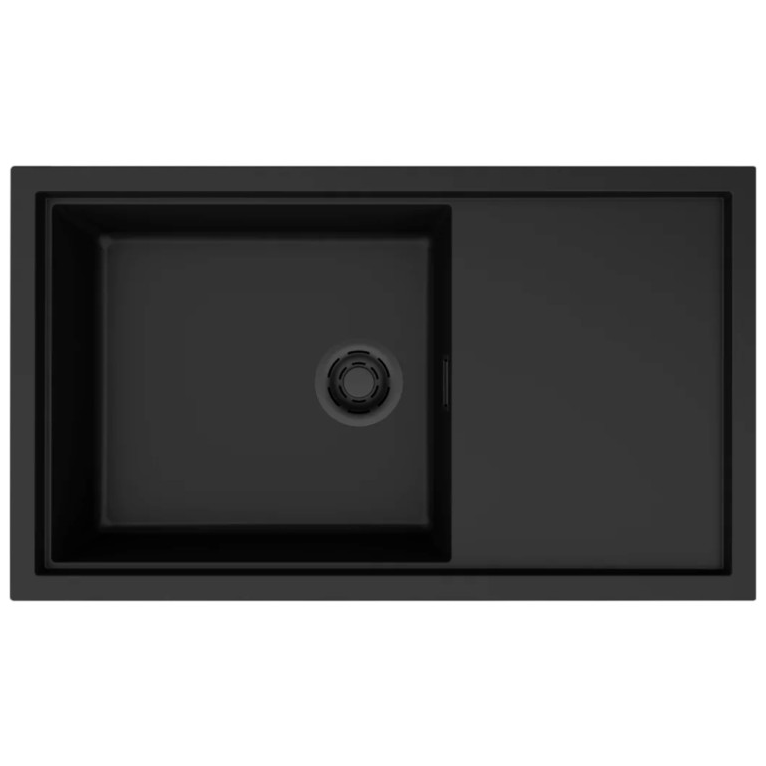 Granitinė plautuvė Elleci SINTESI 410 860x500x217, juoda K86, juodas ventilis