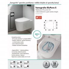 Hansgrohe EluPura S pakabinamo WC puodo su lėtai užsidarančiu dangčiu komplektas