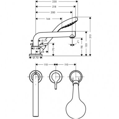 Hansgrohe 3 dalių maišytuvas voniai Talis S
