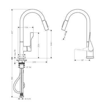 Hansgrohe AXOR Citterio (39835000) maišytuvas su ištraukiama žarna, chromo sp. Hansgrohe AXOR Citterio (39835000) maišytuvas su ištraukiama žarna, chromo sp.