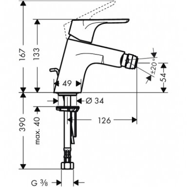 Hansgrohe bide maišytuvas su ventiliu Focus 31920000