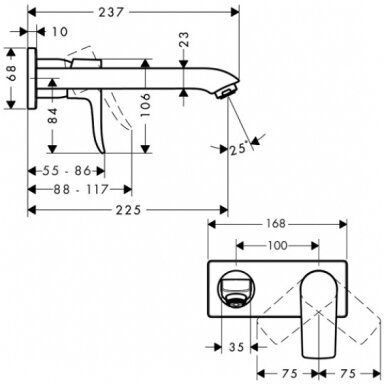 Hansgrohe potinkinis maišytuvas praustuvui Metris 225 mm 31086000 Hansgrohe potinkinis maišytuvas praustuvui Metris 225 mm 31086000