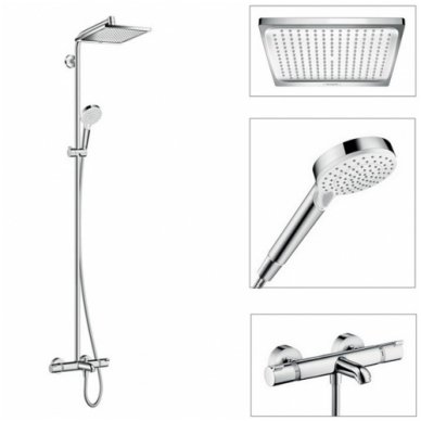 Hansgrohe Crometta E 240 1jet termostatinė dušo sistema su snapu 1 Hansgrohe Crometta E 240 1jet termostatinė dušo sistema su snapu 1