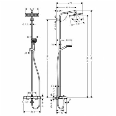 Hansgrohe Crometta E 240 1jet termostatinė dušo sistema su snapu 2