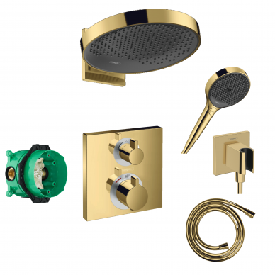 Hansgrohe potinkinė termostatinė dušo sistema, blizgus auksas Hansgrohe potinkinė termostatinė dušo sistema, blizgus auksas