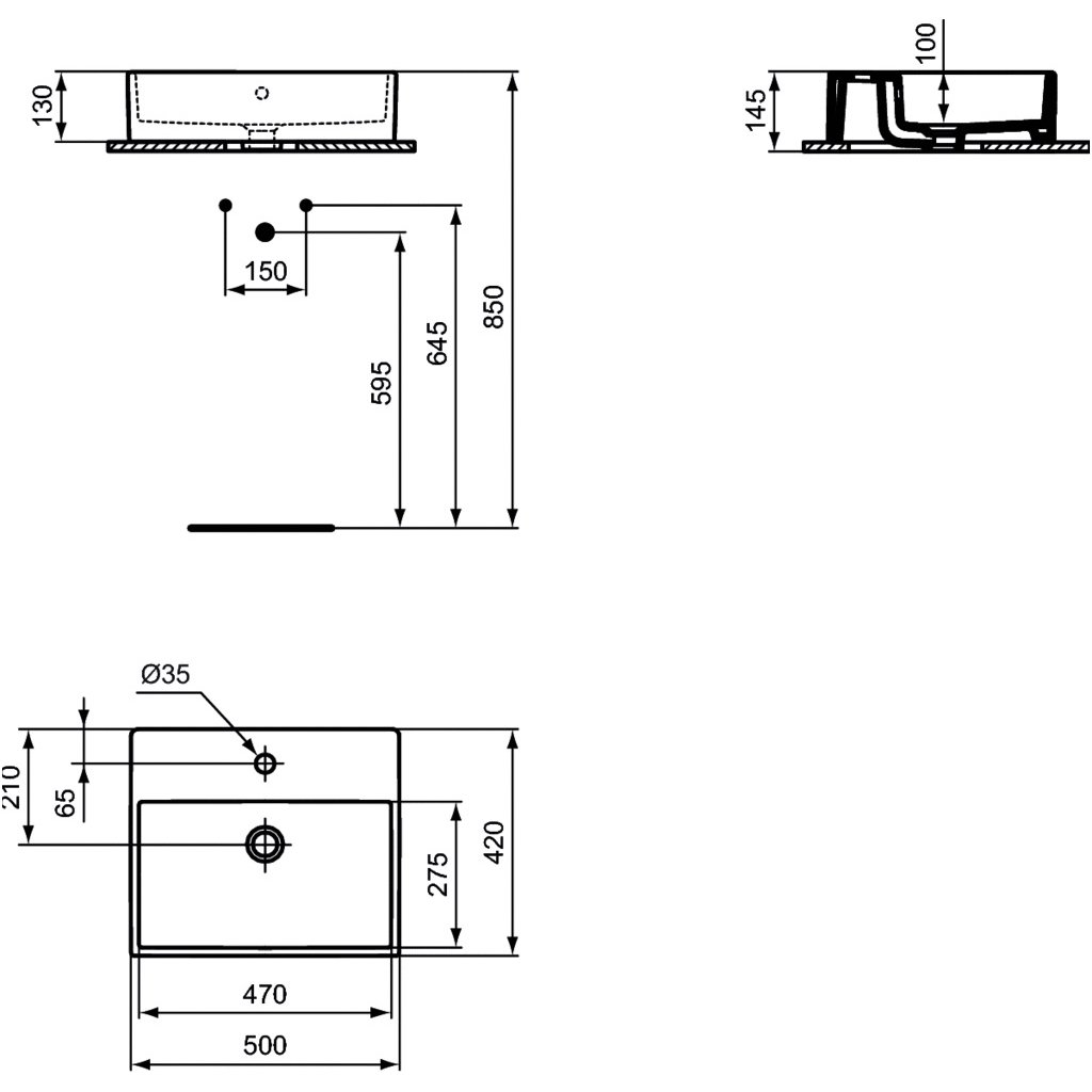 Ideal Standard Strada pastatomas praustuvas su skyle maišytuvui 9 Ideal Standard Strada pastatomas praustuvas su skyle maišytuvui 9
