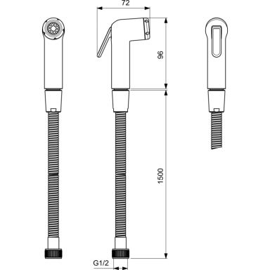Ideal Standard bideta dušelis su 1500mm metaline žarna G1/2 , 7,6 l/min, chromas Ideal Standard bideta dušelis su 1500mm metaline žarna G1/2 , 7,6 l/min, chromas