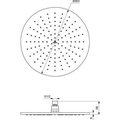 Ideal Standard Idealrain lietaus dušo galva 300 mm su silikoniais purkštukais, 12 l/min, chromas - A5803AA Ideal Standard Idealrain lietaus dušo galva 300 mm su silikoniais purkštukais, 12 l/min, chromas - A5803AA