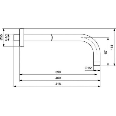 Ideal Standard Idealrain sieninė alkūnė dušo galvai, 40 cm, juoda - B9445XG Ideal Standard Idealrain sieninė alkūnė dušo galvai, 40 cm, juoda - B9445XG