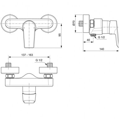 Ideal Standard maišytuvas dušui Tesi Ideal Standard maišytuvas dušui Tesi