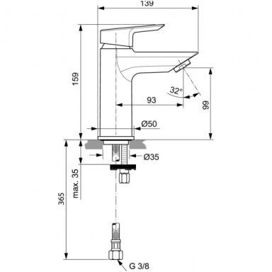 Ideal Standard maišytuvas praustuvui Tesi Ideal Standard maišytuvas praustuvui Tesi