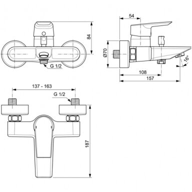 Ideal Standard maišytuvas voniai Tesi Ideal Standard maišytuvas voniai Tesi