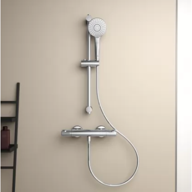 Ideal Standard termostatinis dušo maišytuvas Ceratherm T50 su rankiniu dušu ir dušo žarna - A7217AA Ideal Standard termostatinis dušo maišytuvas Ceratherm T50 su rankiniu dušu ir dušo žarna - A7217AA