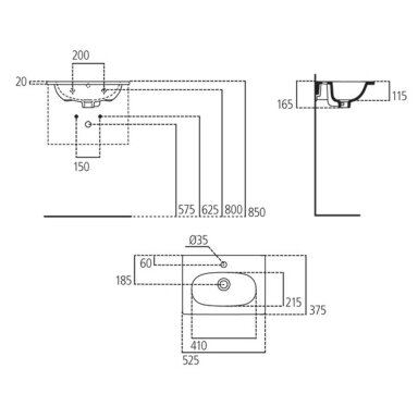 Ideal Standard Tesi pakabinamas/baldinis praustuvas 525x375