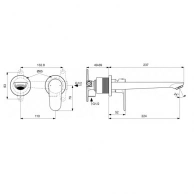 Ideal Standard Cerafine O potinkinis praustuvo maišytuvas, 224 mm snapas - BD133AA 3