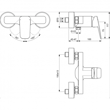 Ideal Standard Ceraplan dušo maišytuvas, 38 mm keraminis FirmaFlow® kartridžas, chromas 3