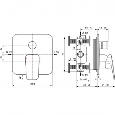 Ideal Standard Ceraplan potinkinis vonios ir dušo vandens maišytuvas (virštinkinė dalis) - BD263AA 3