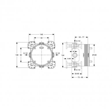 Ideal Standard Ceratherm C100 potinkinė termostatinė dušo sistema su 300x300 mm metalinė lietaus galva, chromas - A7572AA 5 Ideal Standard Ceratherm C100 potinkinė termostatinė dušo sistema su 300x300 mm metalinė lietaus galva, chromas - A7572AA 5