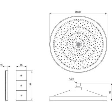 Ideal Standard CERATHERM NAVIGO SOLOS potinkinė termostatinė sistema su 300 mm lietaus galva 4
