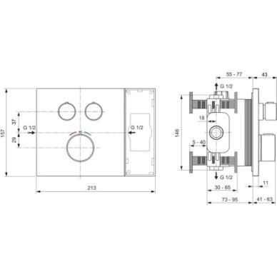 Ideal Standard CERATHERM NAVIGO SOLOS potinkinė termostatinė sistema su 300 mm lietaus galva 5