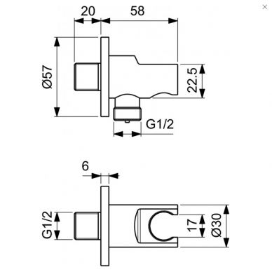 Ideal Standard dušo žarnos pajungimo alkūnė su laikikliu BC807XG