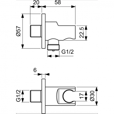 Ideal Standard dušo žarnos pajungimo alkūnė su laikikliu BC807AA 1