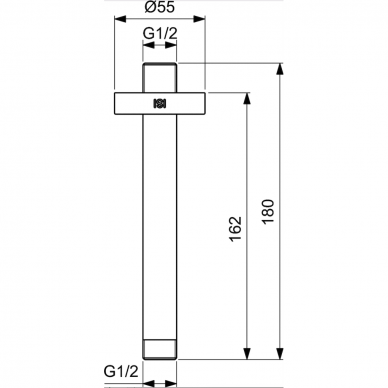 Ideal Standard Idealrain tvirtinimas iš lubų dušo galvai, 150 mm, chromas - B9446AA 1
