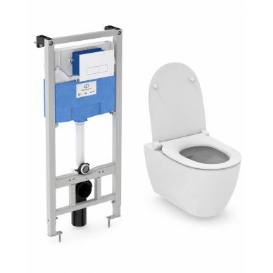 Ideal Standard i.life O pakabinamas WC su Soft Close sėdyne ir PROSYS 120 potinkinis WC rėmas su Oleas M2 baltos spalvos nuleidimo mygtuku Ideal Standard i.life O pakabinamas WC su Soft Close sėdyne ir PROSYS 120 potinkinis WC rėmas su Oleas M2 baltos spalvos nuleidimo mygtuku