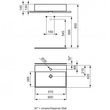 Ideal Standard Strada pastatomas praustuvas su skyle maišytuvui 5