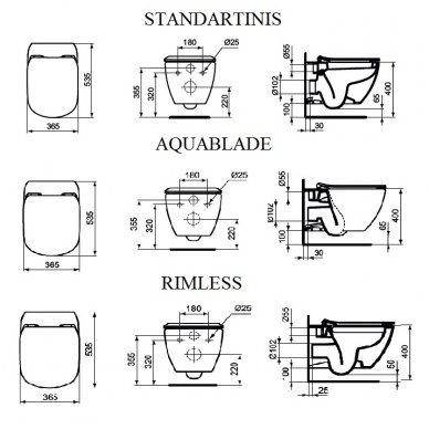 Ideal Standard Tesi pakabinamas klozetas su AquaBlade technologija ir plonu lėtaeigiu dangčiu 9