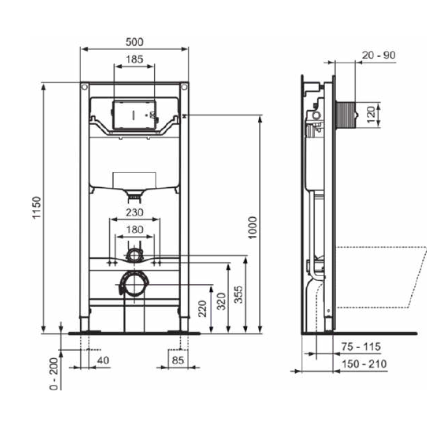 Ideal Standard i.life O pakabinamas WC su Soft Close sėdyne ir PROSYS 120 potinkinis WC rėmas su Oleas M2 baltos spalvos nuleidimo mygtuku 8
