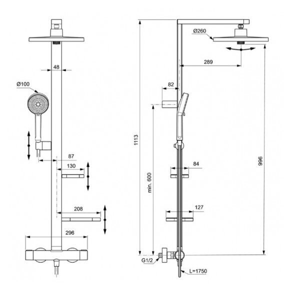 Ideal Standard CERATHERM ALU+ termostatinė dušo sistema, sidabro matinė spalva 5 Ideal Standard CERATHERM ALU+ termostatinė dušo sistema, sidabro matinė spalva 5
