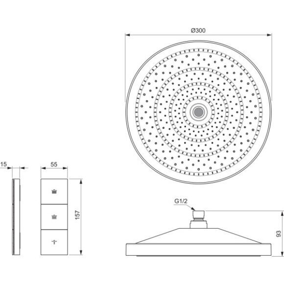 Ideal Standard CERATHERM NAVIGO SOLOS potinkinė termostatinė sistema su 300 mm lietaus galva 4