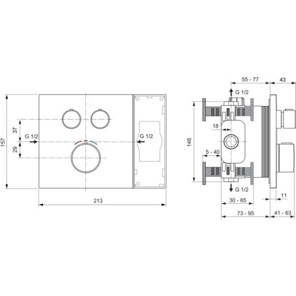 Ideal Standard CERATHERM NAVIGO SOLOS potinkinė termostatinė sistema su 300 mm lietaus galva 5