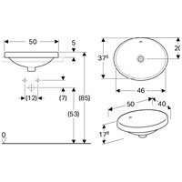 Įleidžiamas ovalus praustuvas Geberit Variform 50cm 1