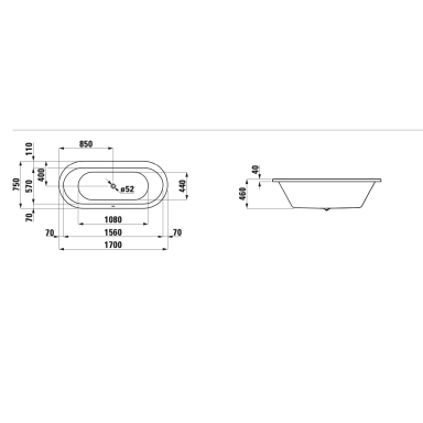 Įleidžiama akrilinė vonia Laufen Solutions 170x75, 190x90cm Įleidžiama akrilinė vonia Laufen Solutions 170x75, 190x90cm