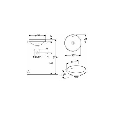 Įleidžiamas apvalus praustuvas Geberit Variform 40cm Įleidžiamas apvalus praustuvas Geberit Variform 40cm