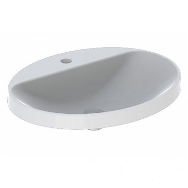 Įleidžiamas ovalus praustuvas su skyle maišytuvui Geberit Variform 60cm 1 Įleidžiamas ovalus praustuvas su skyle maišytuvui Geberit Variform 60cm 1