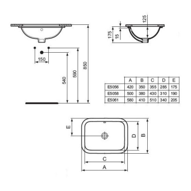 Iš apačios montuojamas praustuvas Ideal Standard Connect Rectangular Iš apačios montuojamas praustuvas Ideal Standard Connect Rectangular