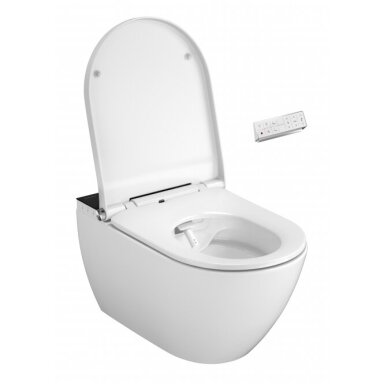 Išmanusis pakabinamas unitazas Meissen Genera Ultimate Oval su juoda panele Išmanusis pakabinamas unitazas Meissen Genera Ultimate Oval su juoda panele