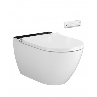 Išmanusis pakabinamas unitazas Meissen Genera Ultimate Oval su juoda panele Išmanusis pakabinamas unitazas Meissen Genera Ultimate Oval su juoda panele