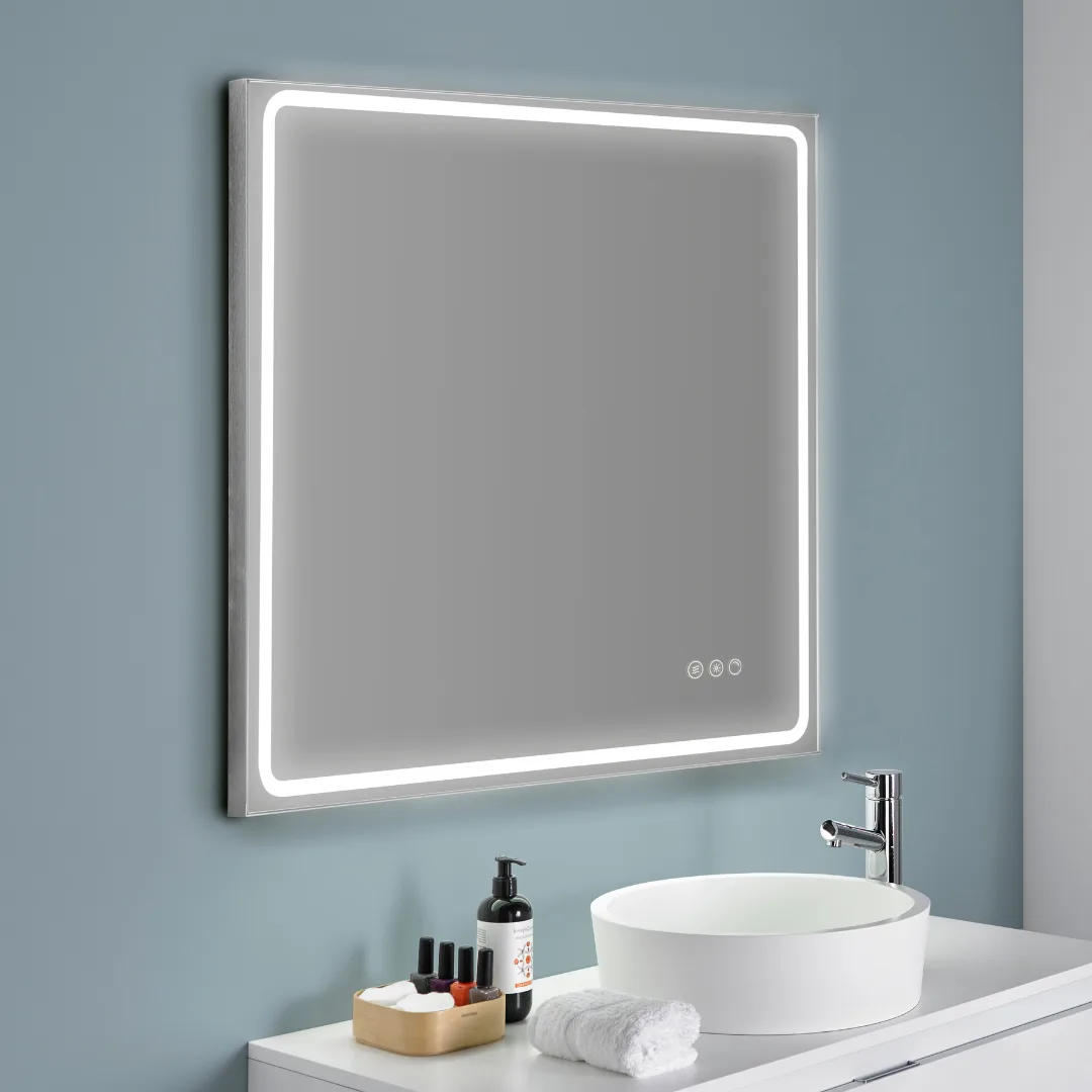 Veidrodis su LED apšvietimu MIA, 3000-6000K, su dimeriavimo, antirasojimo funkcija, pasirenkamas dydis 8 Veidrodis su LED apšvietimu MIA, 3000-6000K, su dimeriavimo, antirasojimo funkcija, pasirenkamas dydis 8
