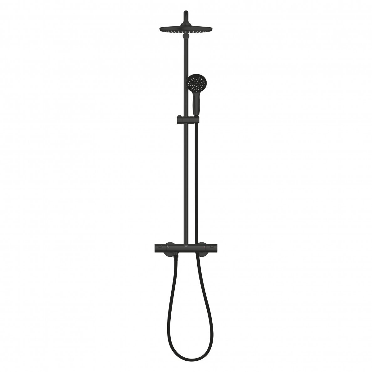 Juodos matinės spalvos GROHE Vitalio Start 250 termostatinė dušo sistema su 25 cm dušo galva 2 Juodos matinės spalvos GROHE Vitalio Start 250 termostatinė dušo sistema su 25 cm dušo galva 2