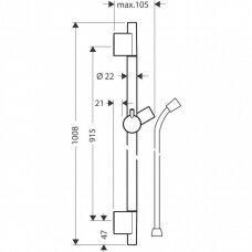 Juodas Hansgrohe UnicaS Puro dušo stovas 0.90 m su žarna (išpardavimas)