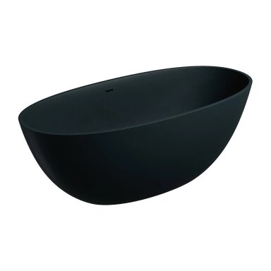 Juoda laisvai pastatoma lieto akmens vonia Omnires SHELL M+ su persipylimu SHELLWWZPBLV 160 x 75 cm