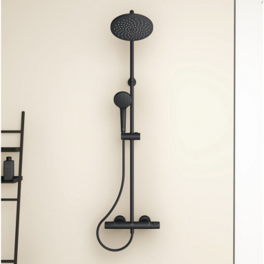 Juoda matinė Ideal Standard Idealrain termostatinė dušo sistema su 200 mm dušo galva A7545XG Juoda matinė Ideal Standard Idealrain termostatinė dušo sistema su 200 mm dušo galva A7545XG